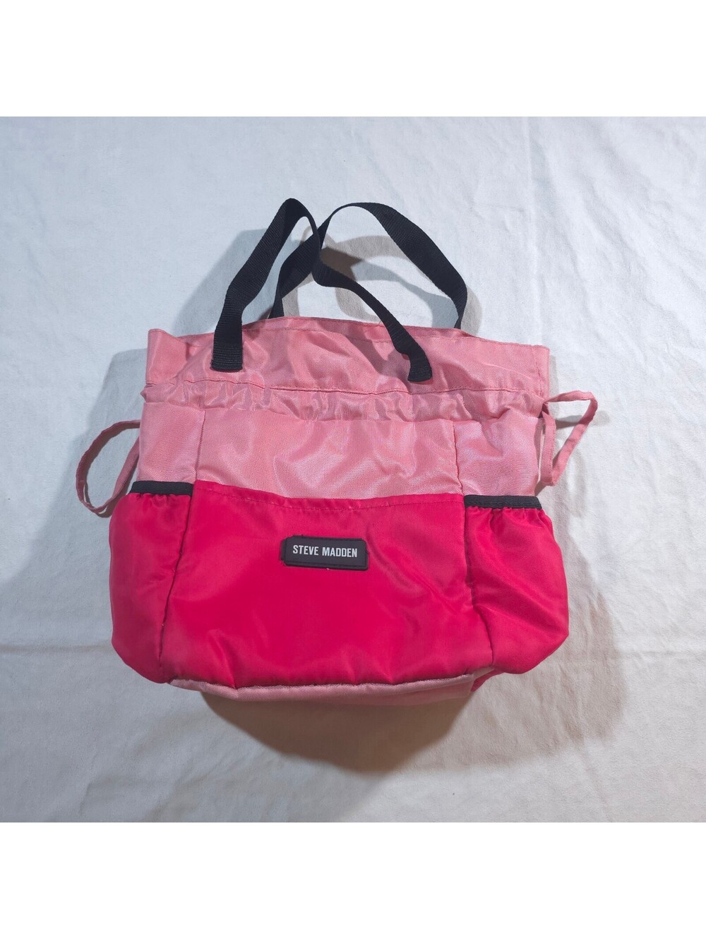 Steve Madden Pink and Red Tote Bag with Black Handles